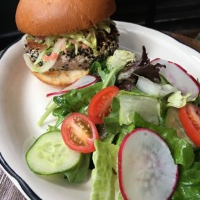Gluten-free burger from Flatiron Hall